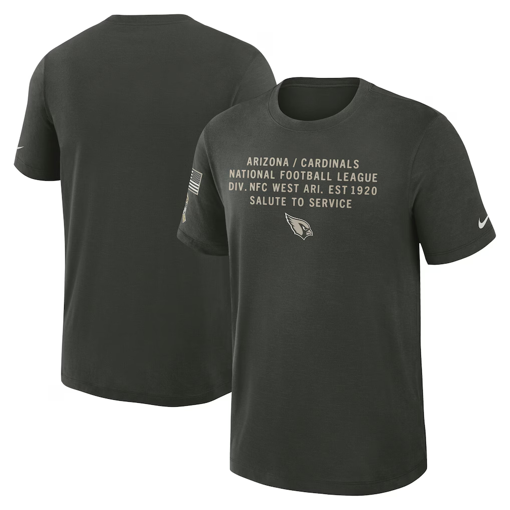 Men's Arizona Cardinals Dark Green 2025 Salute to Service Sideline Slub Dri-FIT T-Shirt